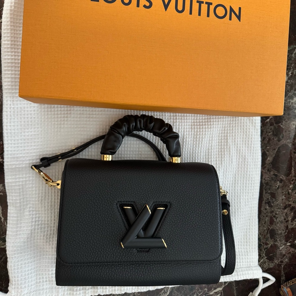 Louis Vuitton Twist Scrunchie Top Handle Bag Leather - Black